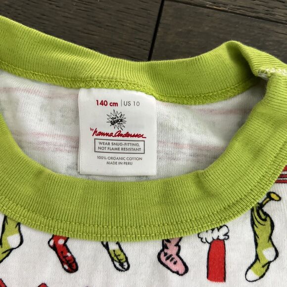 Hanna Andersson Dr Suess Grinch Pajamas Organic Cotton Size 10/140 - Picture 2 of 6